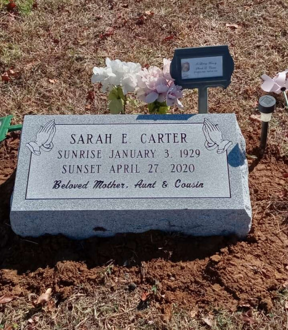 24x12 Gray Granite Bevel Marker Headstone The Memorial Man.