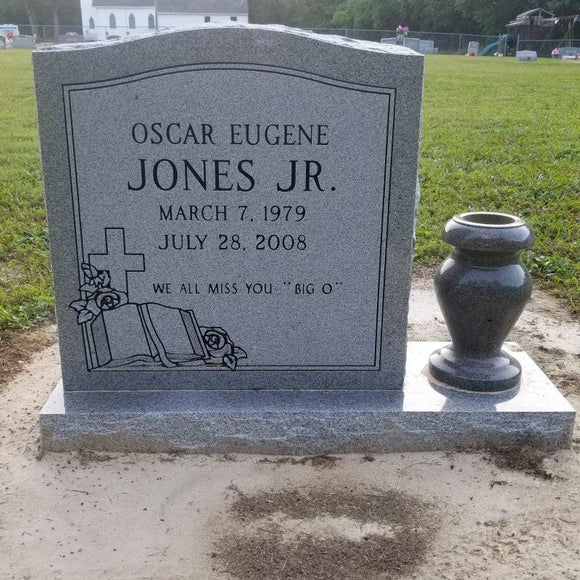 Gray Granite Single Upright Headstone with Flower Vase The Memorial Man.