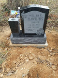 Economic Jet Black Granite Single Upright Headstone with Etched Photo and Vase The Memorial Man.