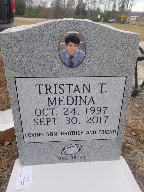 Blue Ridge Granite Single Upright Headstone Memorial with Photo The Memorial Man.