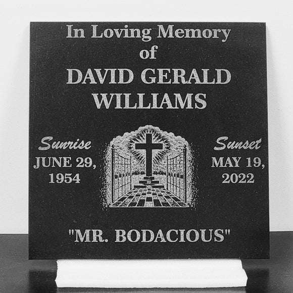 Laser Engraved Black Granite Flat Headstone Tile Memorial The Memorial Man.