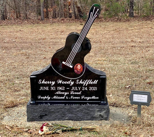 Jet Black Granite Guitar Headstone The Memorial Man.