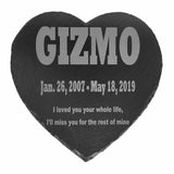 Laser Engraved Slate Heart Pet Memorial Stone 9x9 The Memorial Man.