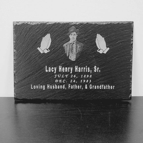 Laser Engraved Slate Rectangle Memorial Stone 11x7