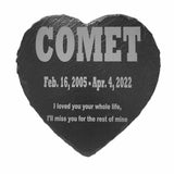 Laser Engraved Slate Heart Pet Memorial Stone 9x9 The Memorial Man.